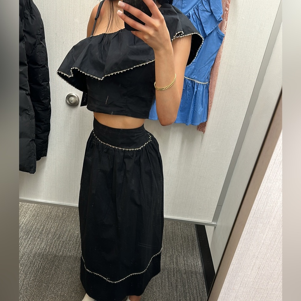 Wildfox Black Midi A-Line Skirt Casual